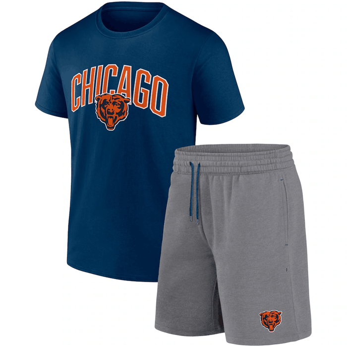 Chicago Bears Navy/Heather Gray Arch T-Shirt & Shorts Combo Set